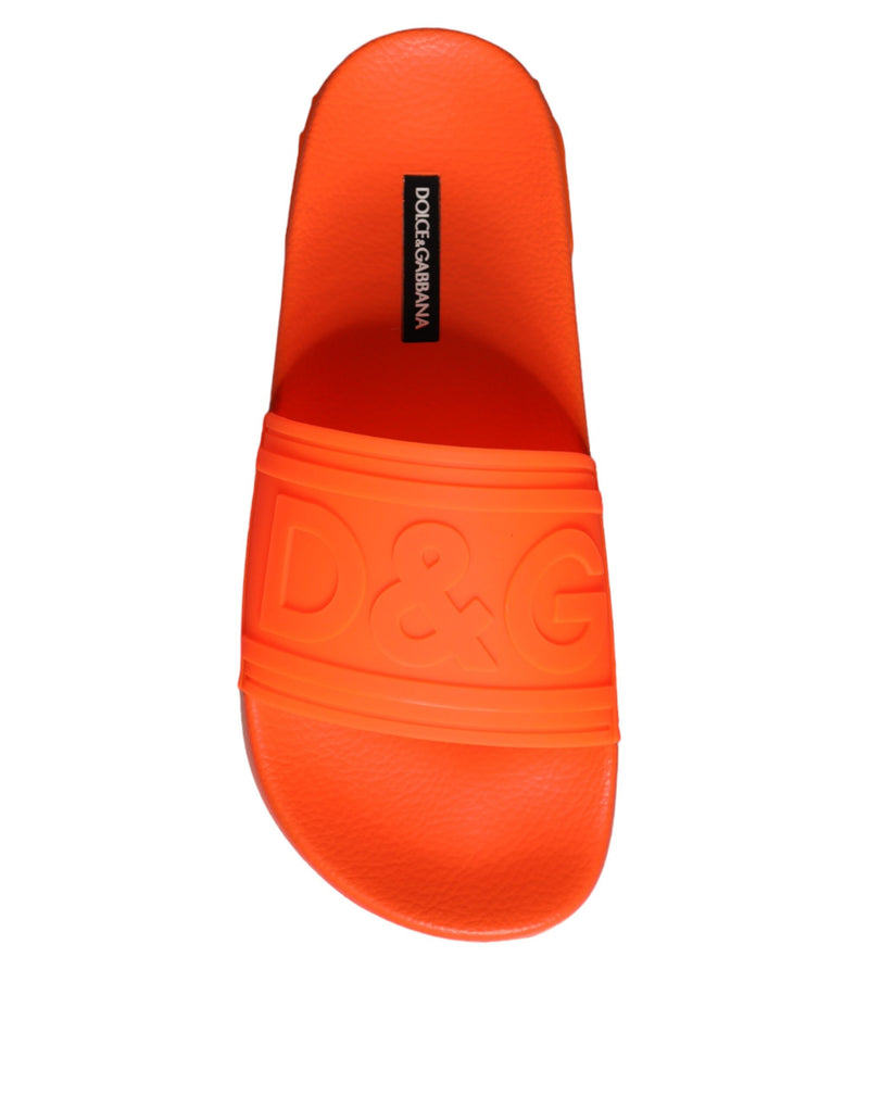 Orange Rubber Slides Sandals Beachwear Shoes Dolce & Gabbana