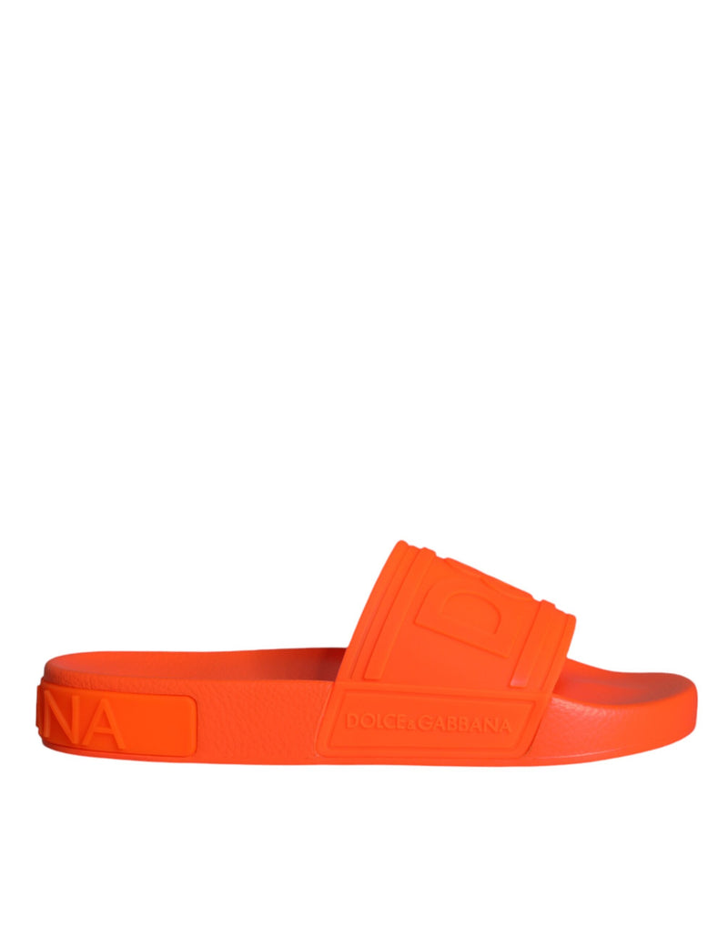 Orange Rubber Slides Sandals Beachwear Shoes Dolce & Gabbana