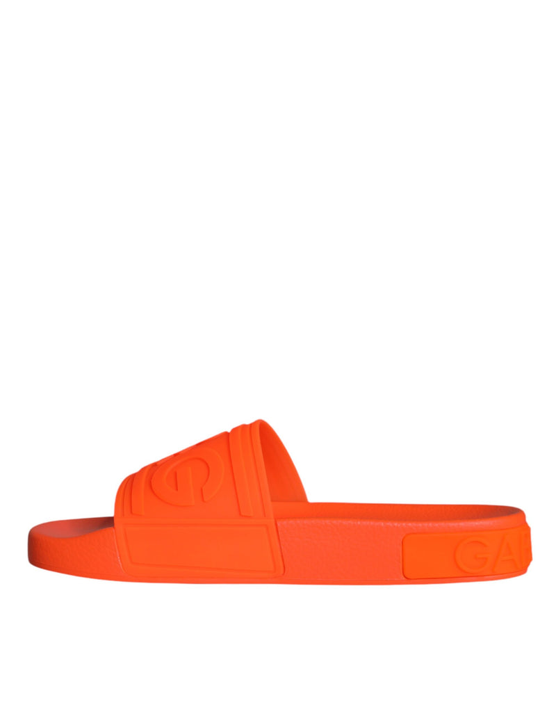 Orange Rubber Slides Sandals Beachwear Shoes Dolce & Gabbana