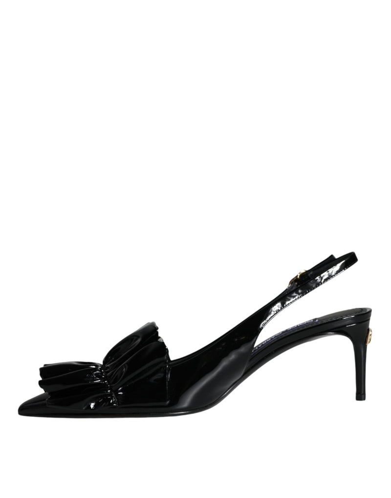 Black Patent Leather Heels Slingback Shoes Dolce & Gabbana