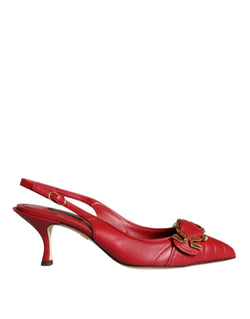 Red Devotion Leather Heels Slingback Shoes Dolce & Gabbana