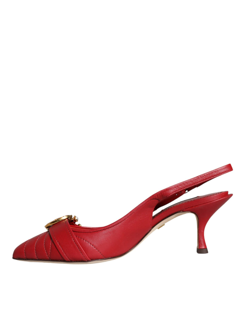 Red Devotion Leather Heels Slingback Shoes Dolce & Gabbana