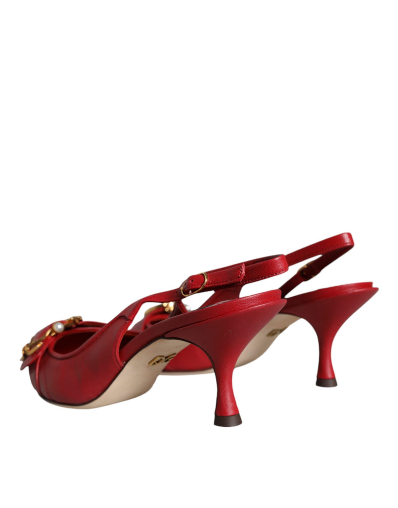 Red Devotion Leather Heels Slingback Shoes Dolce & Gabbana