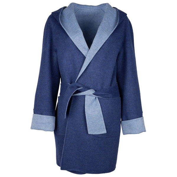 Blue Wool Vergine Jackets & Coat Made in Italy