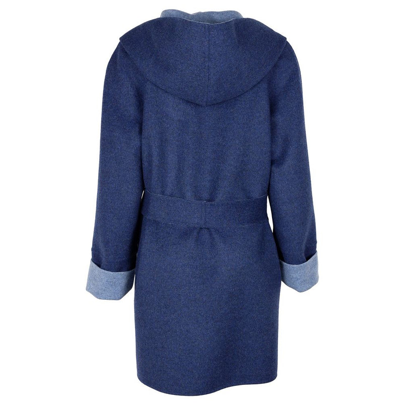 Blue Wool Vergine Jackets & Coat Made in Italy