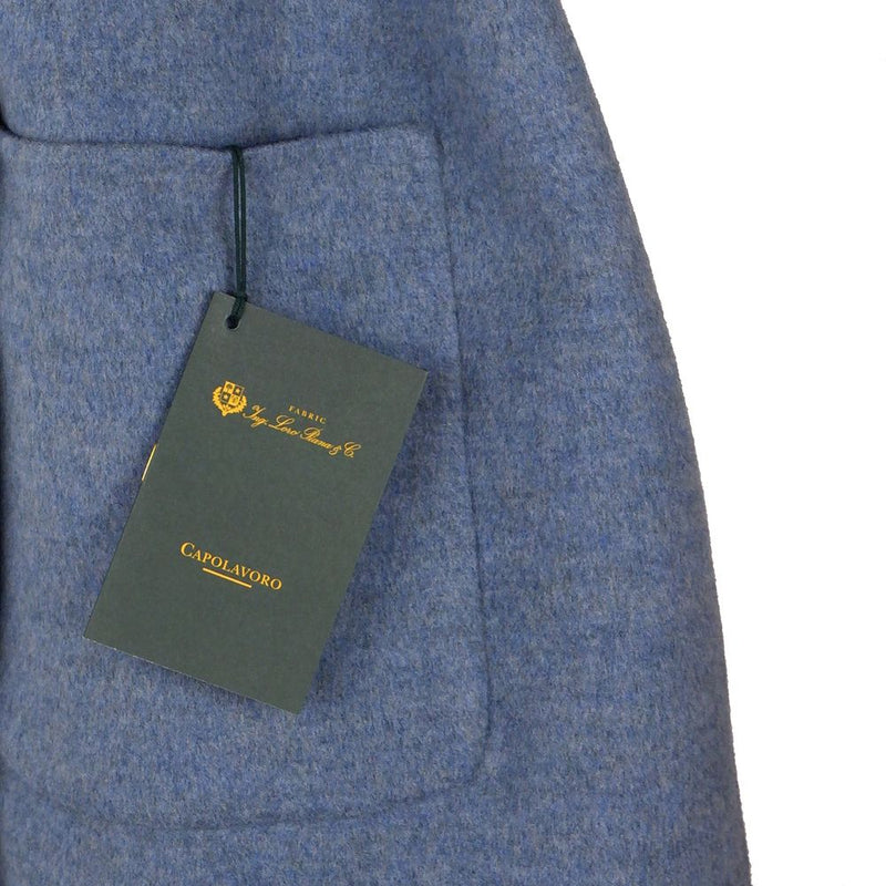 Blue Wool Vergine Jackets & Coat Made in Italy