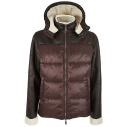 Brown Nylon Men Jacket Yes Zee