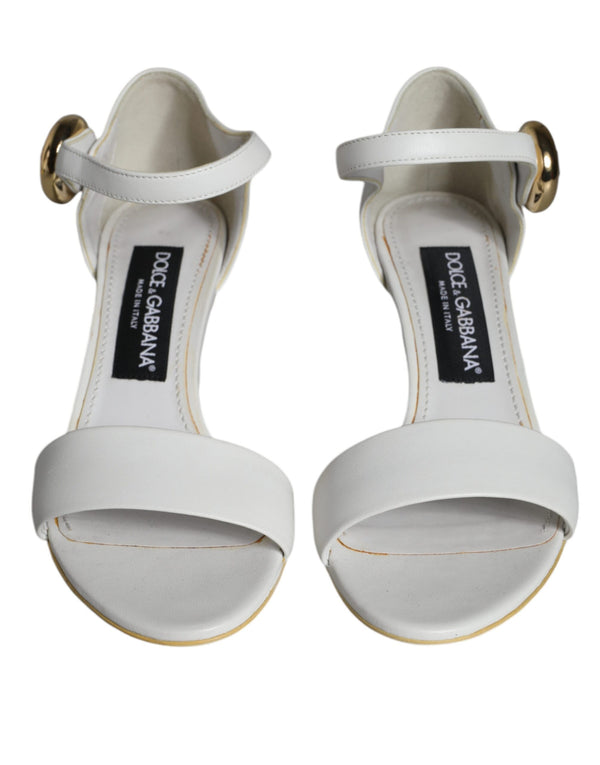 White Leather Heels Keira Sandals Shoes Dolce & Gabbana