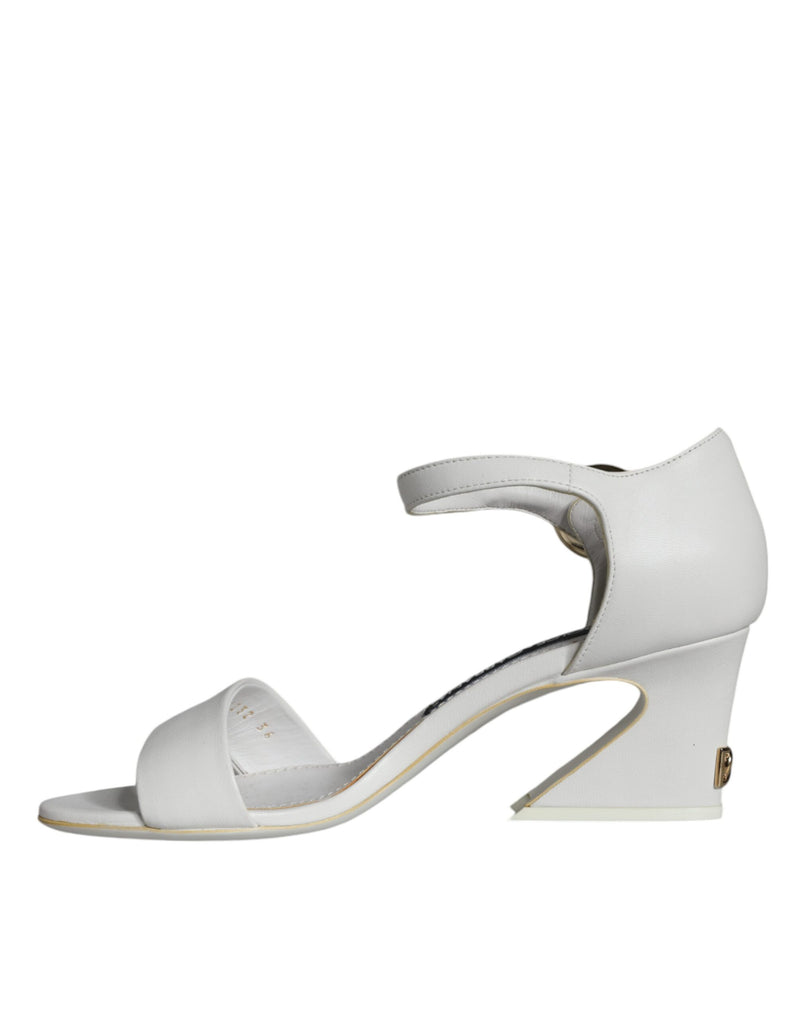 White Leather Heels Keira Sandals Shoes Dolce & Gabbana