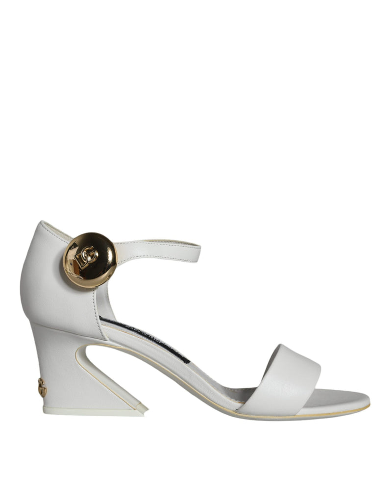 White Leather Heels Keira Sandals Shoes Dolce & Gabbana