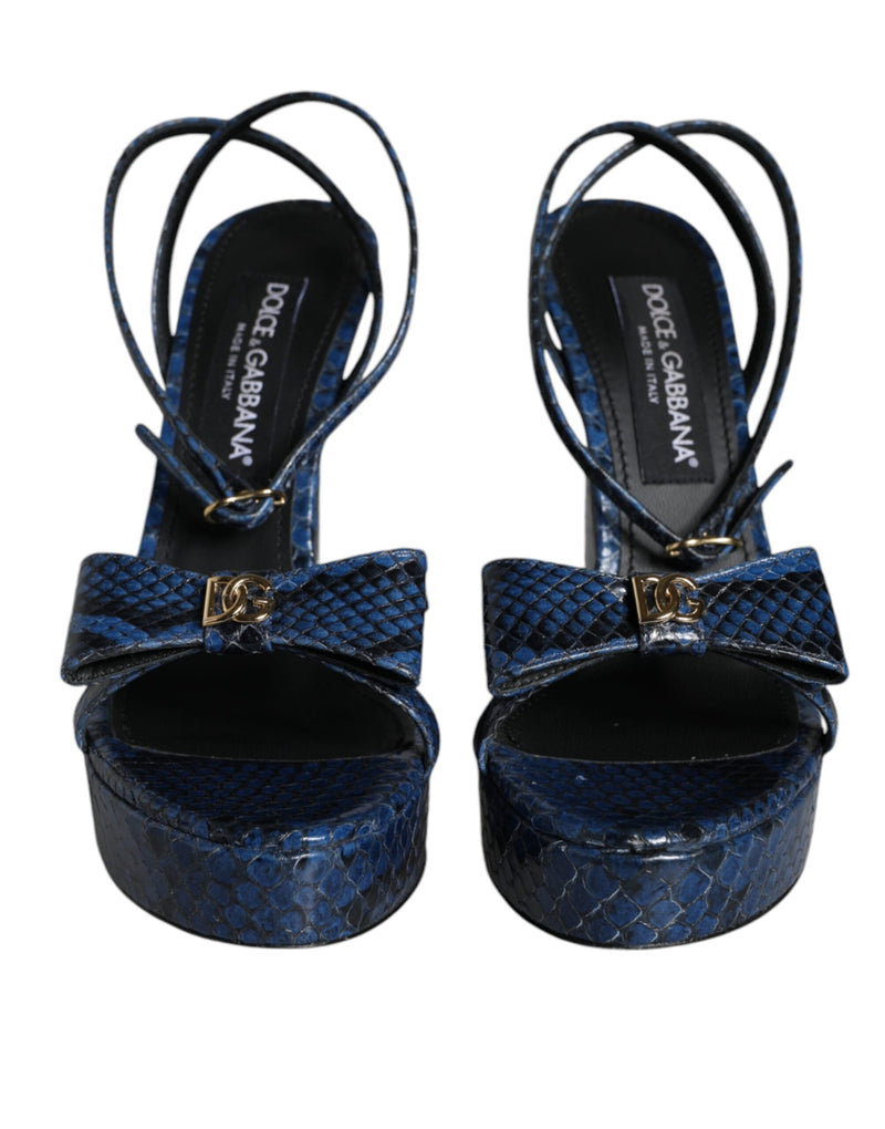 Blue Leather Ankle Strap Heels Sandals Shoes Dolce & Gabbana