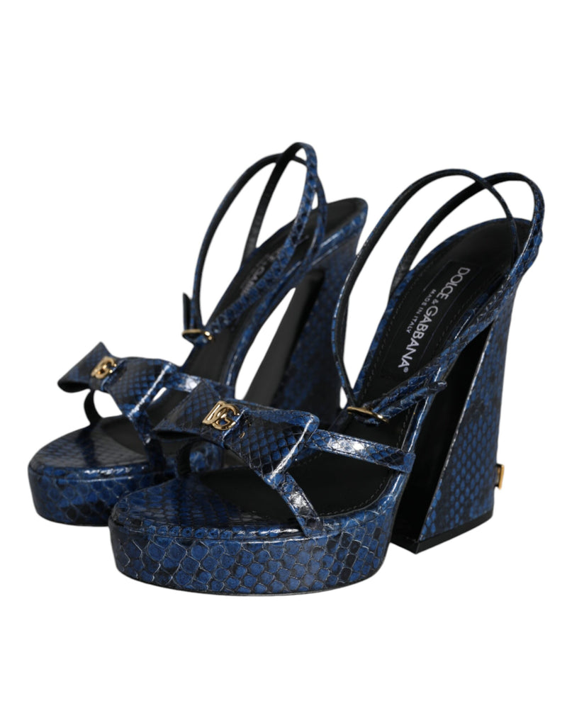 Blue Leather Ankle Strap Heels Sandals Shoes Dolce & Gabbana