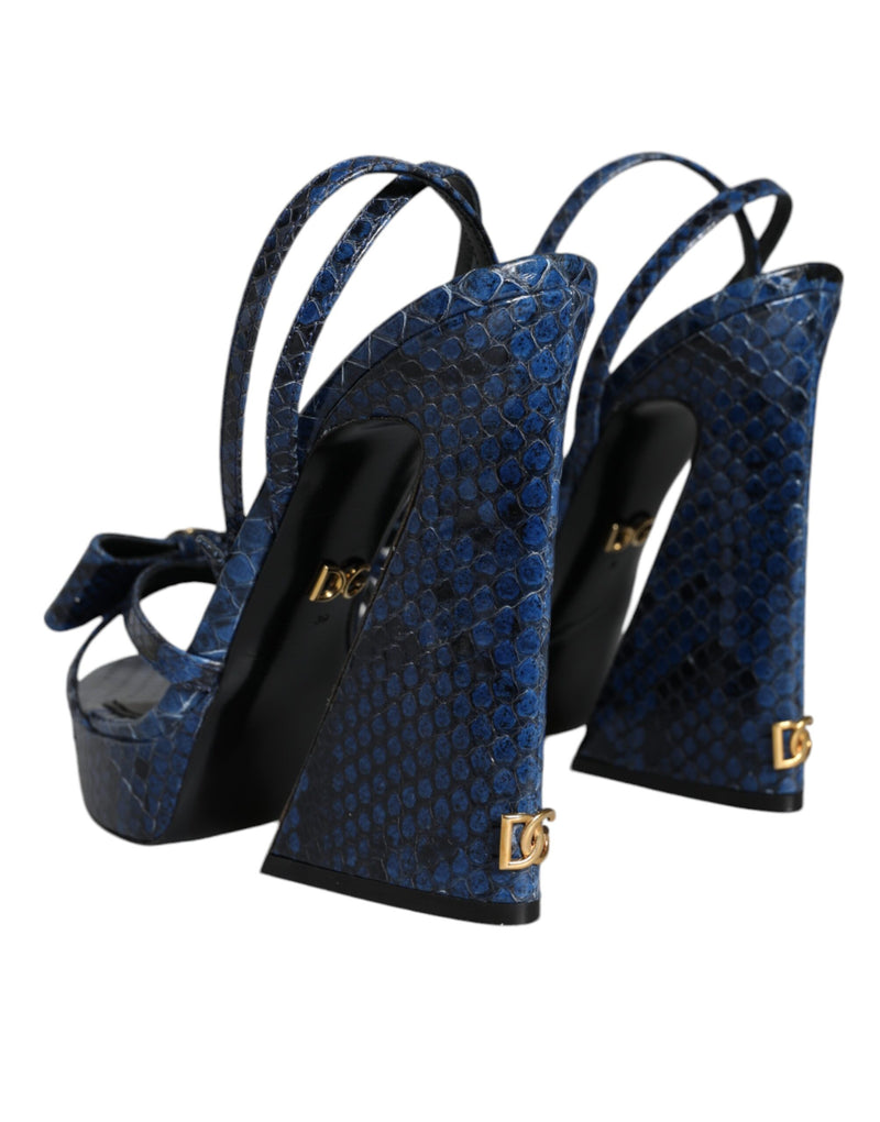 Blue Leather Ankle Strap Heels Sandals Shoes Dolce & Gabbana