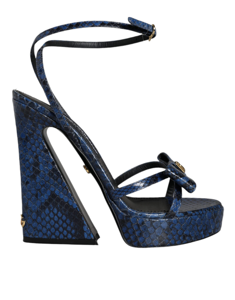 Blue Leather Ankle Strap Heels Sandals Shoes Dolce & Gabbana