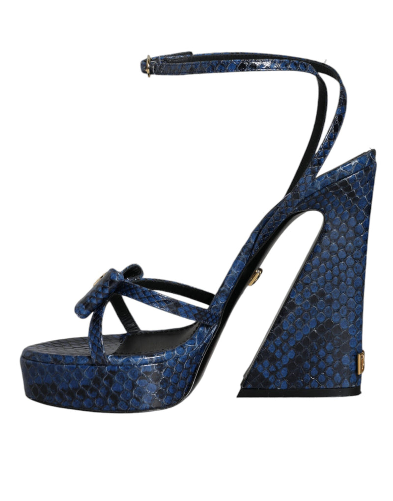 Blue Leather Ankle Strap Heels Sandals Shoes Dolce & Gabbana