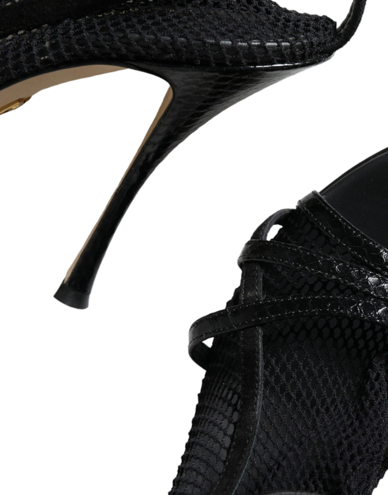 Black Mesh Stiletto Heels Sandals Shoes Dolce & Gabbana