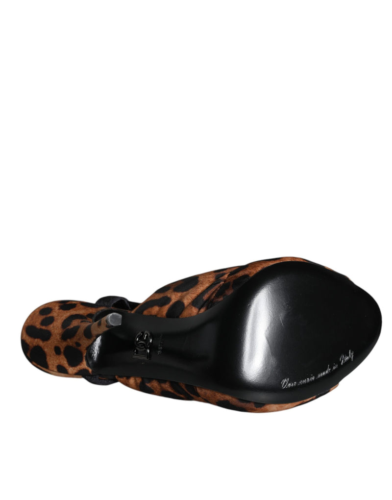 Brown Leopard Keira Slingback Sandals Shoes Dolce & Gabbana