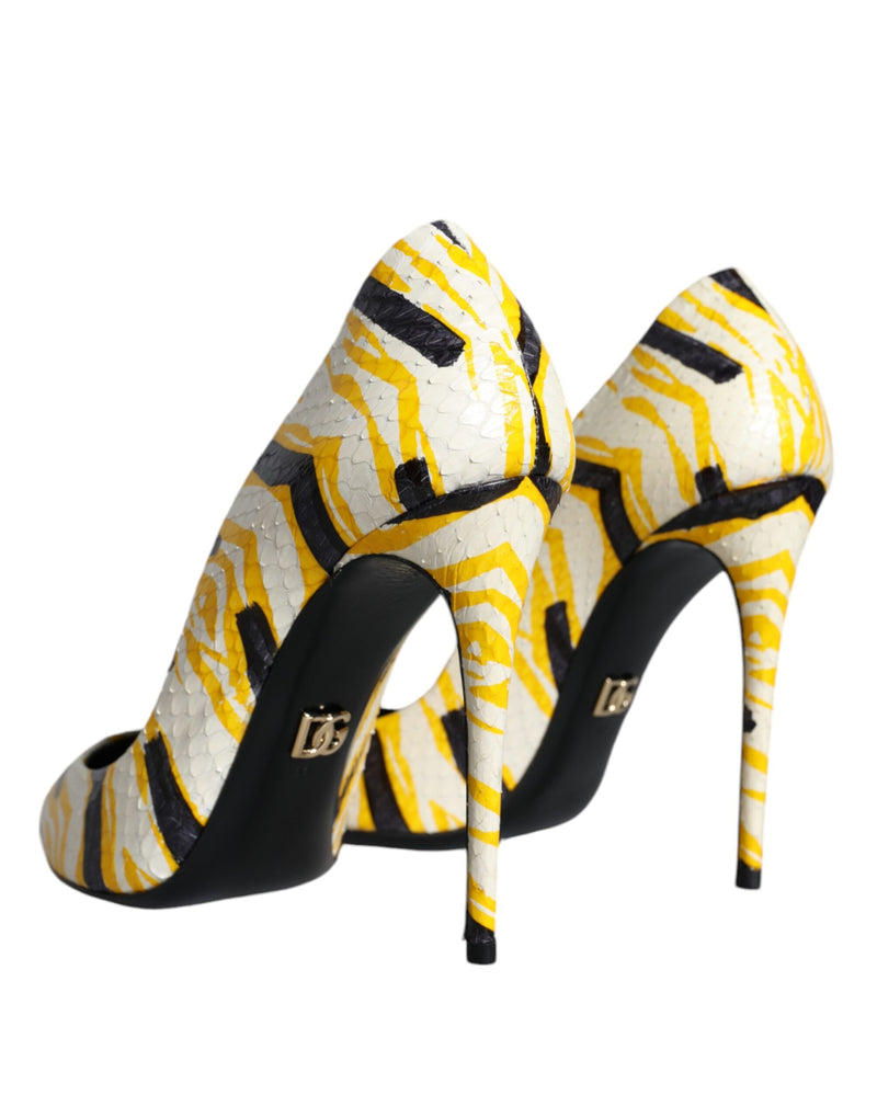 Multicolor Stripes Leather High Heels Pumps Shoes Dolce & Gabbana