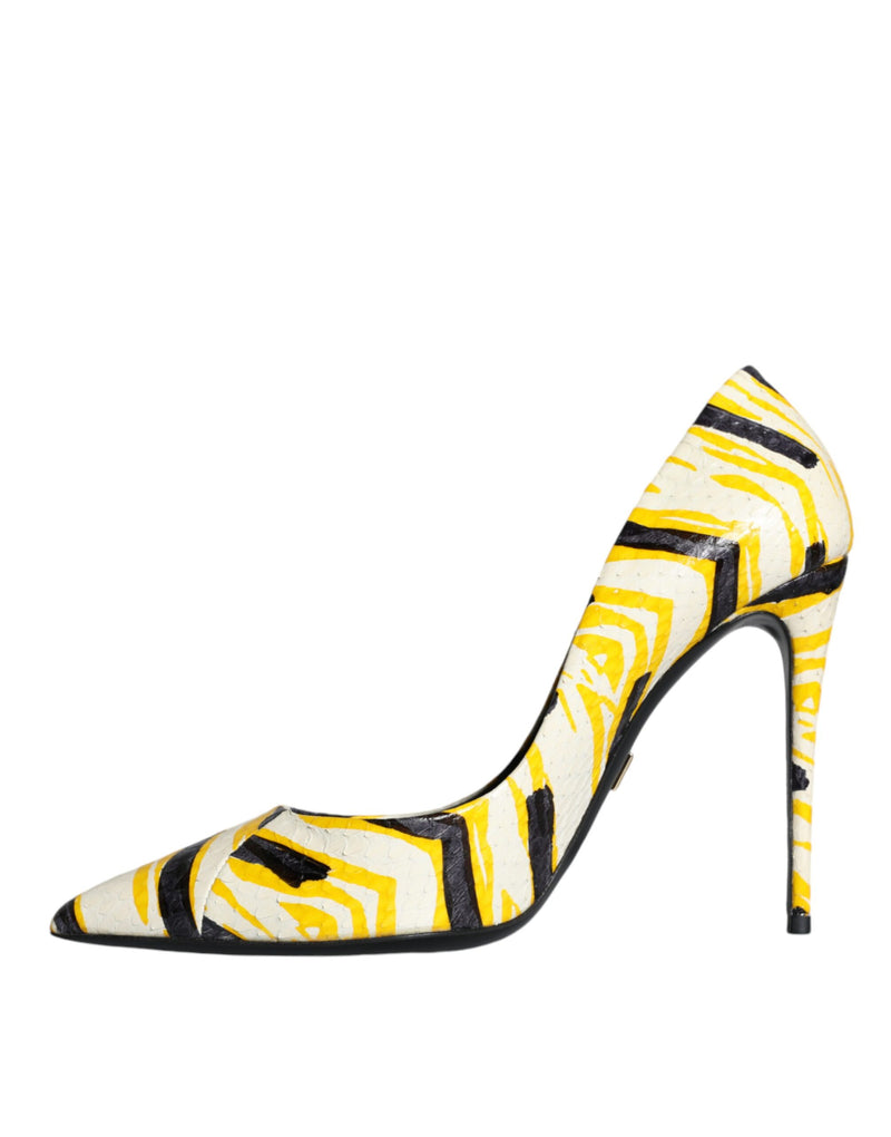 Multicolor Stripes Leather High Heels Pumps Shoes Dolce & Gabbana