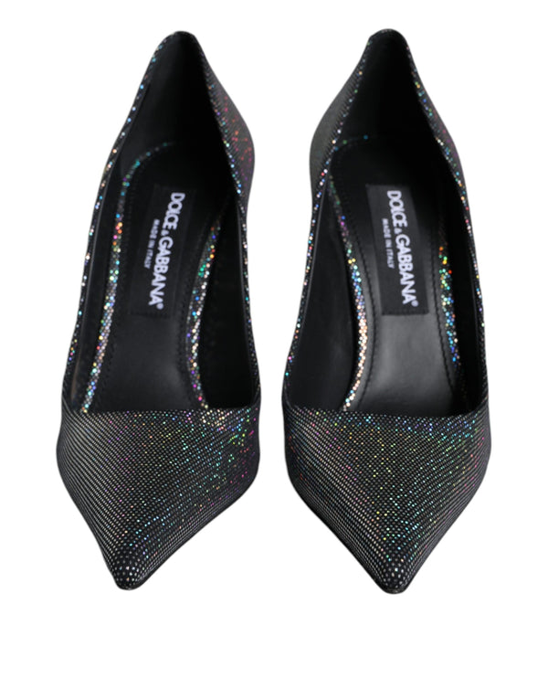 Multicolor Strass Leather Heels Pumps Shoes Dolce & Gabbana