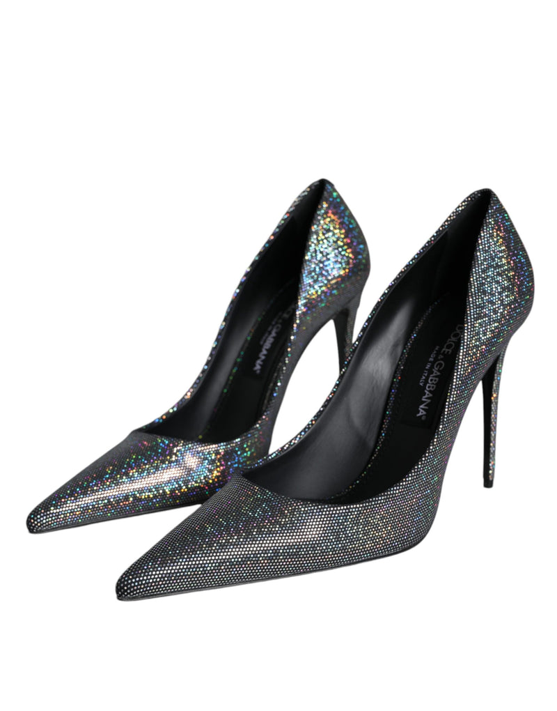 Multicolor Strass Leather Heels Pumps Shoes Dolce & Gabbana