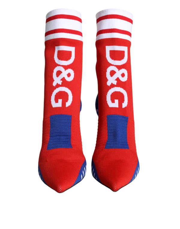 Red Blue Stretch Sock Style Ankle Boots Logo Shoes Dolce & Gabbana