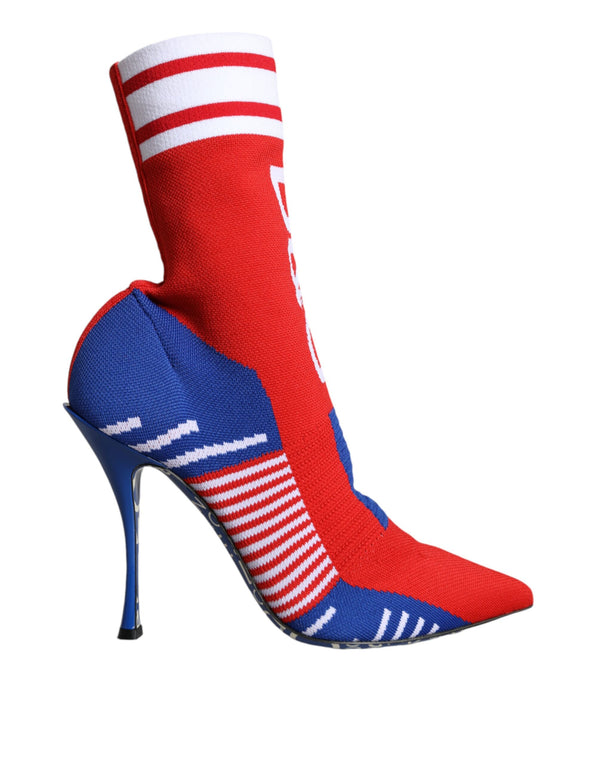 Red Blue Stretch Sock Style Ankle Boots Logo Shoes Dolce & Gabbana