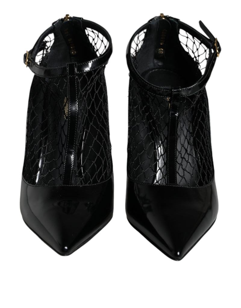 Black Mesh Patent Leather Heels Pumps Shoes Dolce & Gabbana