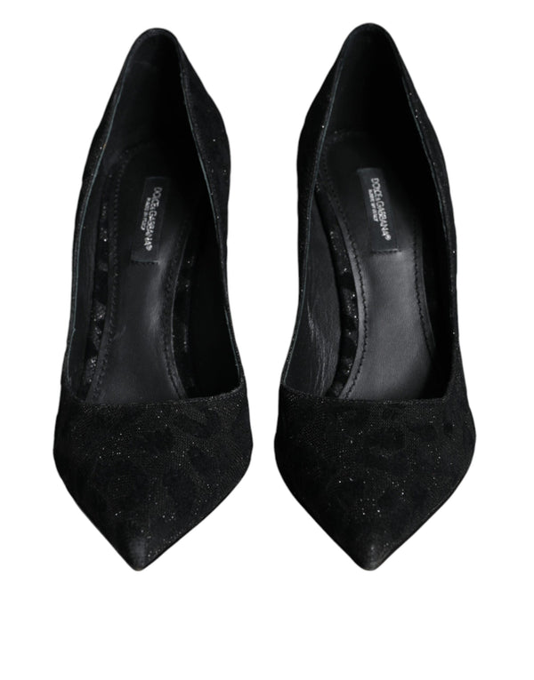 Black Leopard Lurex High Heels Pumps Shoes Dolce & Gabbana