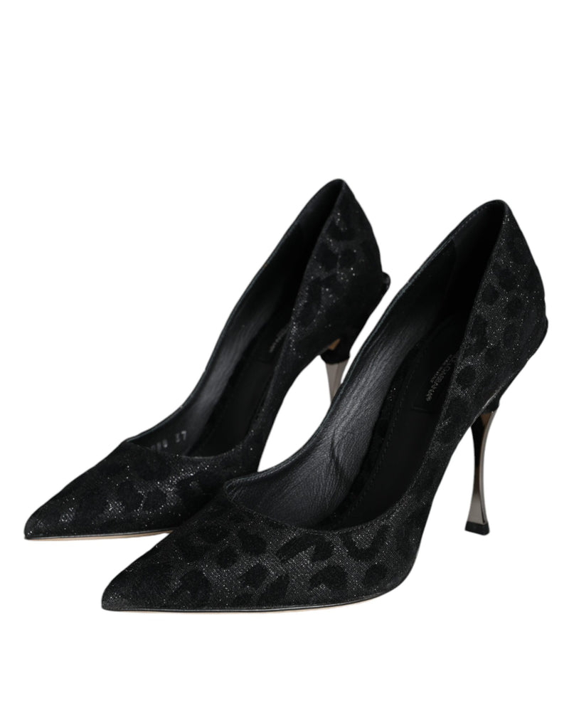 Black Leopard Lurex High Heels Pumps Shoes Dolce & Gabbana