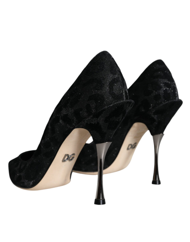 Black Leopard Lurex High Heels Pumps Shoes Dolce & Gabbana