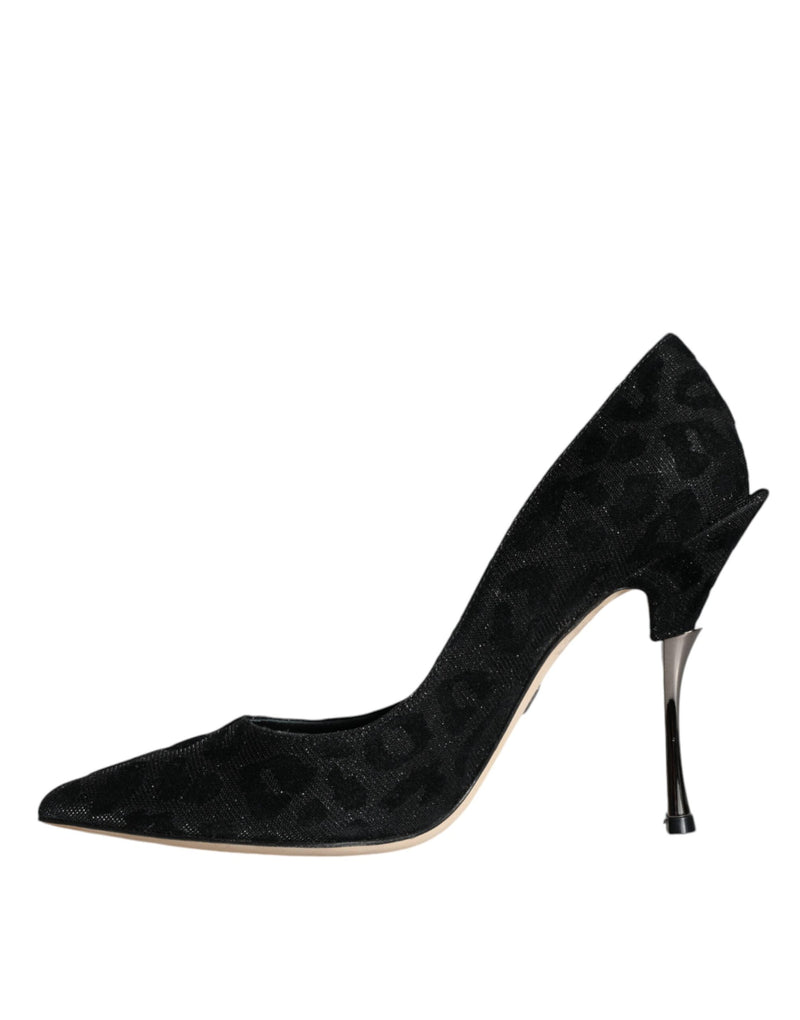 Black Leopard Lurex High Heels Pumps Shoes Dolce & Gabbana