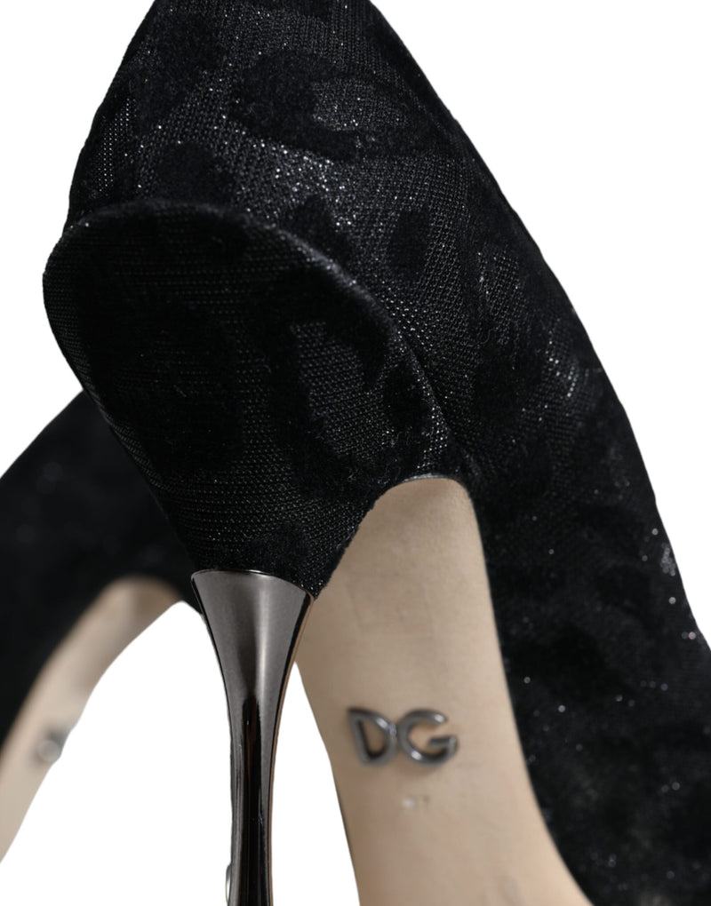 Black Leopard Lurex High Heels Pumps Shoes Dolce & Gabbana