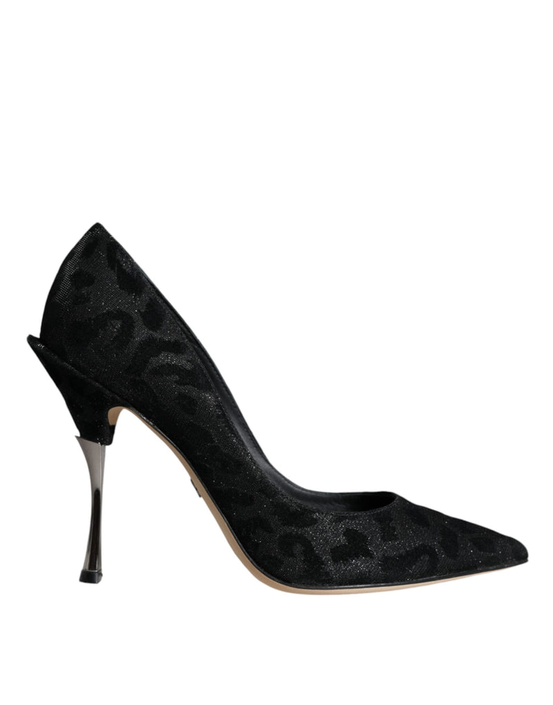 Black Leopard Lurex High Heels Pumps Shoes Dolce & Gabbana