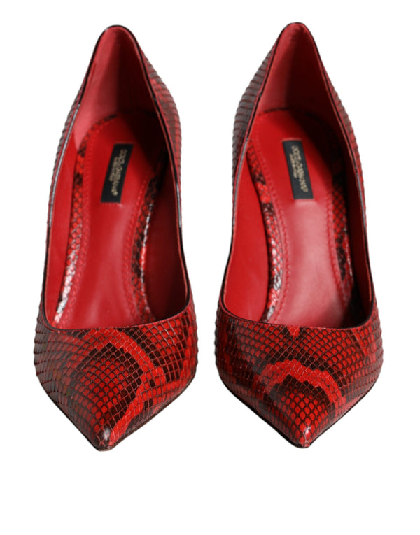 Red Leather Stiletto High Heels Pumps Shoes Dolce & Gabbana
