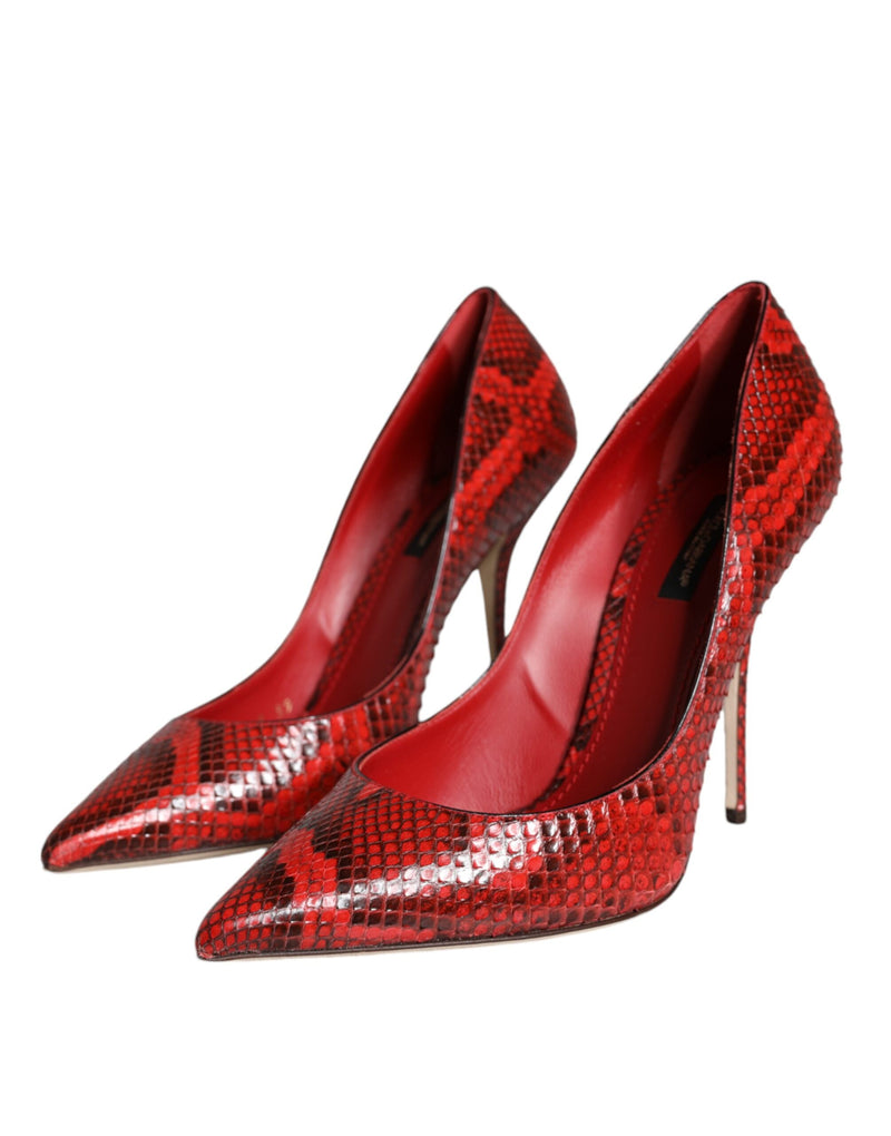 Red Leather Stiletto High Heels Pumps Shoes Dolce & Gabbana