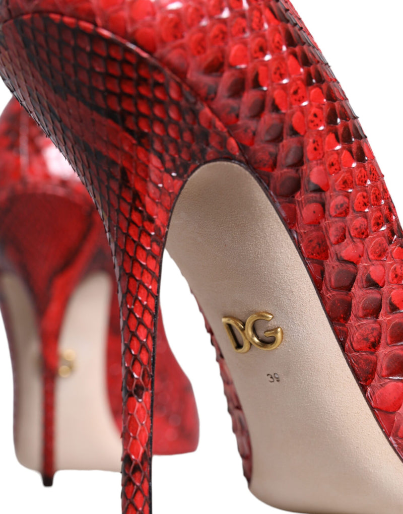 Red Leather Stiletto High Heels Pumps Shoes Dolce & Gabbana