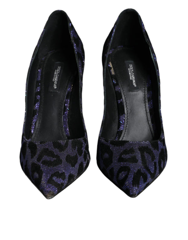 Violet Leopard Lurex High Heels Pumps Shoes Dolce & Gabbana