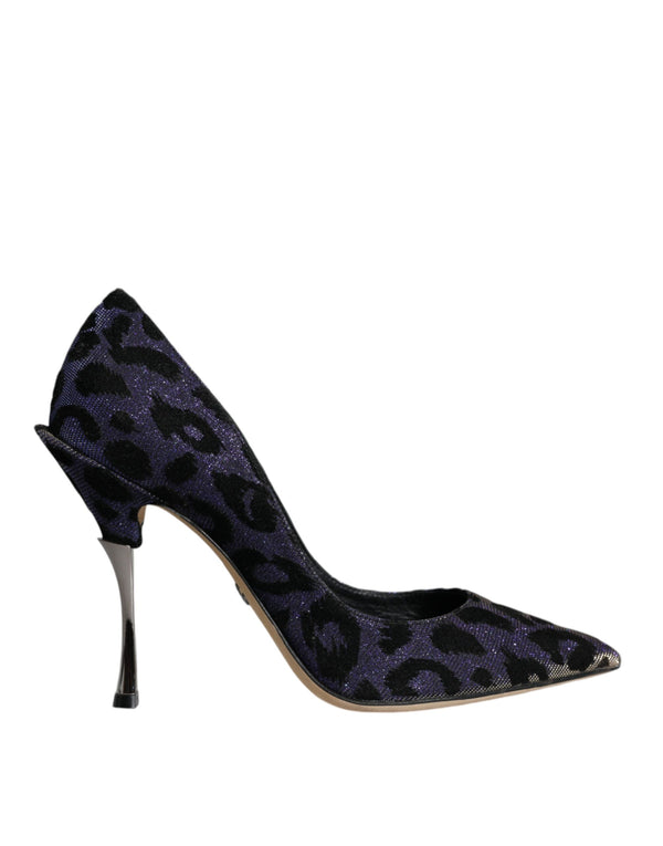 Violet Leopard Lurex High Heels Pumps Shoes Dolce & Gabbana