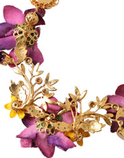 Gold Brass Mix Fiori Flowers Crystal Chain Necklace Dolce & Gabbana