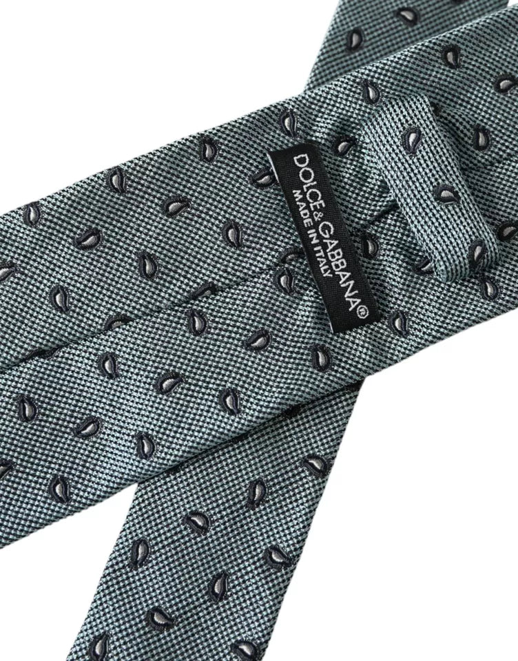 Green 100% Silk Patterned Adjustable Men Tie Dolce & Gabbana