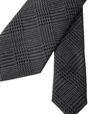 Dark Gray Plaid Patterned Silk Adjustable Men Tie Dolce & Gabbana