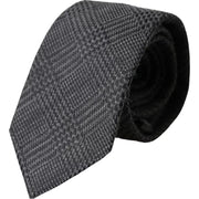 Dark Gray Plaid Patterned Silk Adjustable Men Tie Dolce & Gabbana