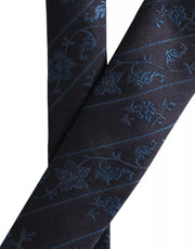 Dark Blue 100% Silk Floral Adjustable Men Tie Dolce & Gabbana