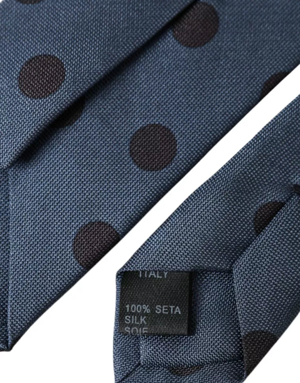 Blue Black Silk Polka Dot Adjustable Men Tie Dolce & Gabbana