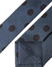 Blue Black Silk Polka Dot Adjustable Men Tie Dolce & Gabbana