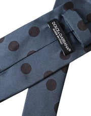 Blue Black Silk Polka Dot Adjustable Men Tie Dolce & Gabbana