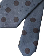 Blue Black Silk Polka Dot Adjustable Men Tie Dolce & Gabbana