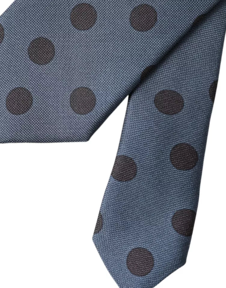 Blue Black Silk Polka Dot Adjustable Men Tie Dolce & Gabbana