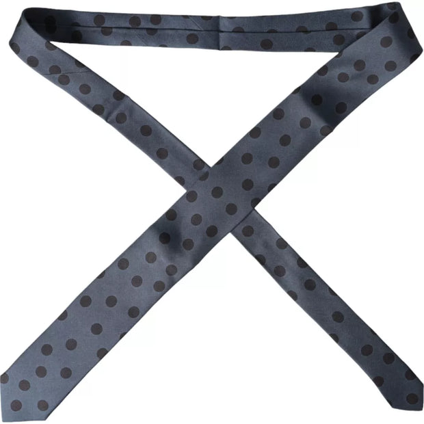 Blue Black Silk Polka Dot Adjustable Men Tie Dolce & Gabbana